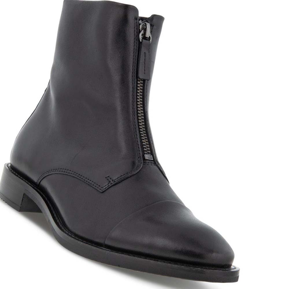 Women's Ecco Sartorelle 25 Tailored Central Zip Ankle Boots Black | USA 25FDN